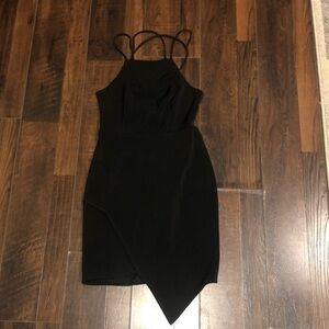 Black front halter dress